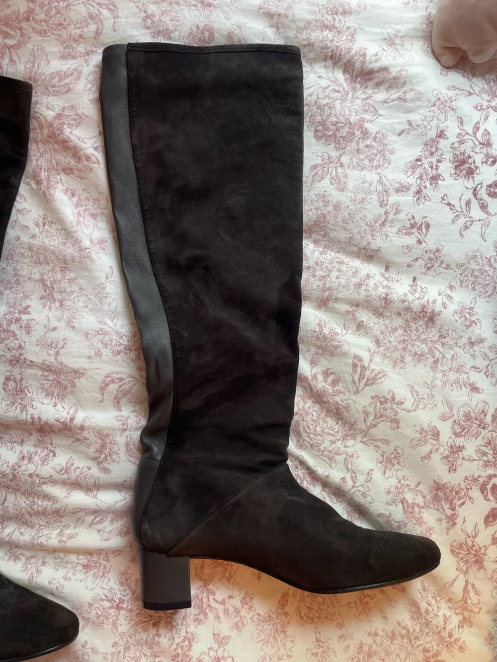 Stuart Weitzman Black Knee-High Suede Boots with Side Zip